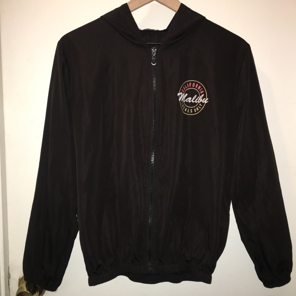 Brandy Melville Black Hooded Windbreaker